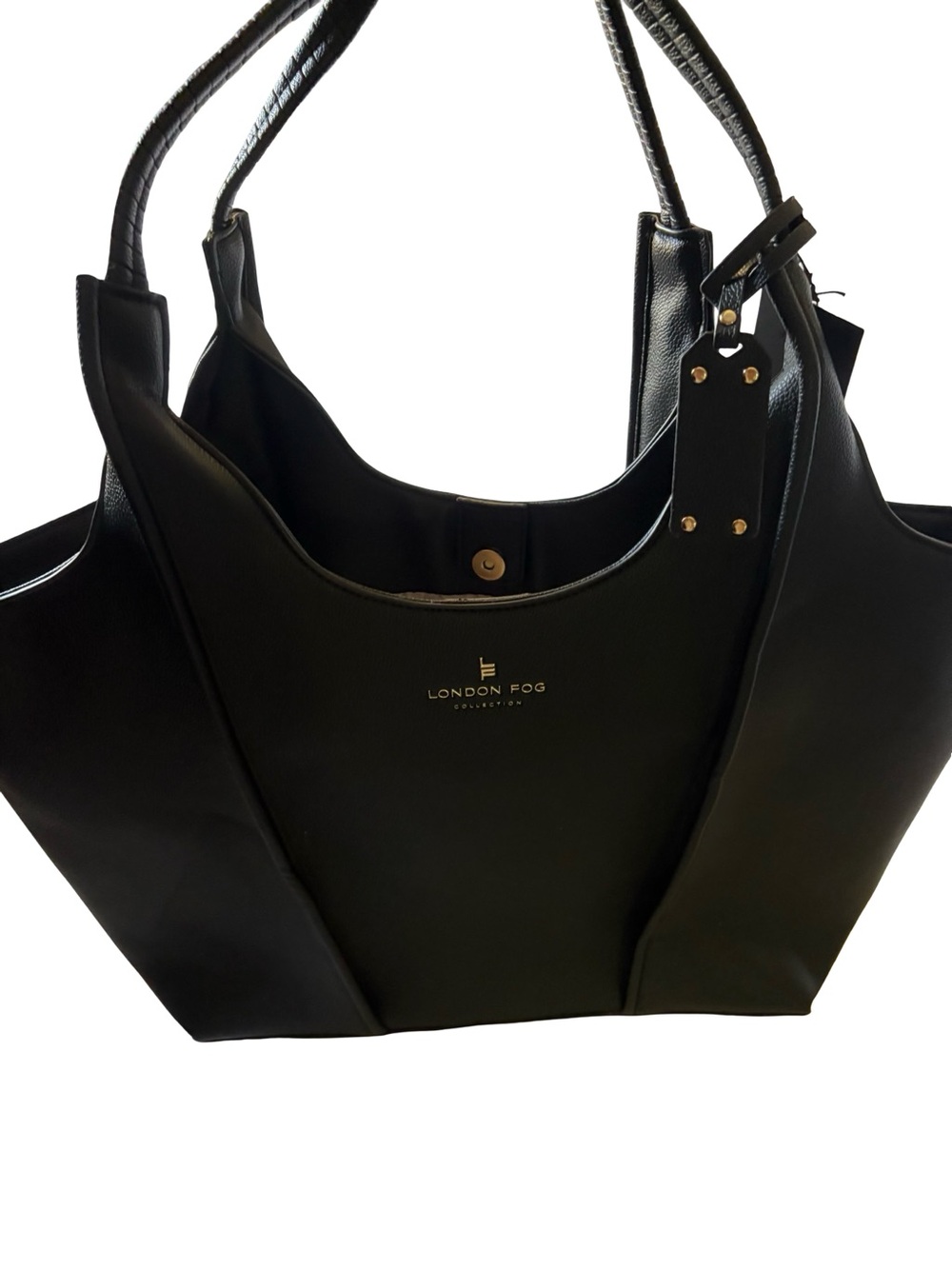 London Fog Black Tote with Gold Accents